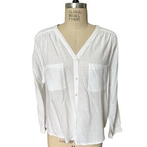 athe Vanessa Bruno White on White Stripe Blouse Shirt Size 38/ US 6